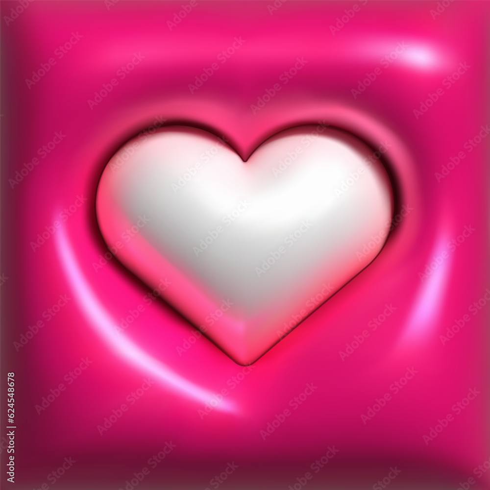 Heart inflatable element for banner and poster. Realistic inflated 3D symbol heart icon with the plasticine effect. Vector illustration Heart inflatable element for banner and poster. Realistic inflated 3D symbol heart icon with the plasticine effect. Vector illustration