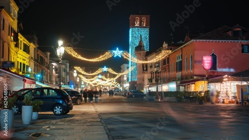 Center of Chioggia in evening timelapse photo