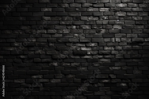 Abstract dark brick wall texture background pattern, Wall brick surface texture. Brickwork painted of black color interior old clean concrete grid uneven, Home or office design backdrop decoration