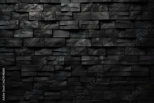 Abstract dark brick wall texture background pattern, Wall brick surface texture. Brickwork painted of black color interior old clean concrete grid uneven, Home or office design backdrop decoration