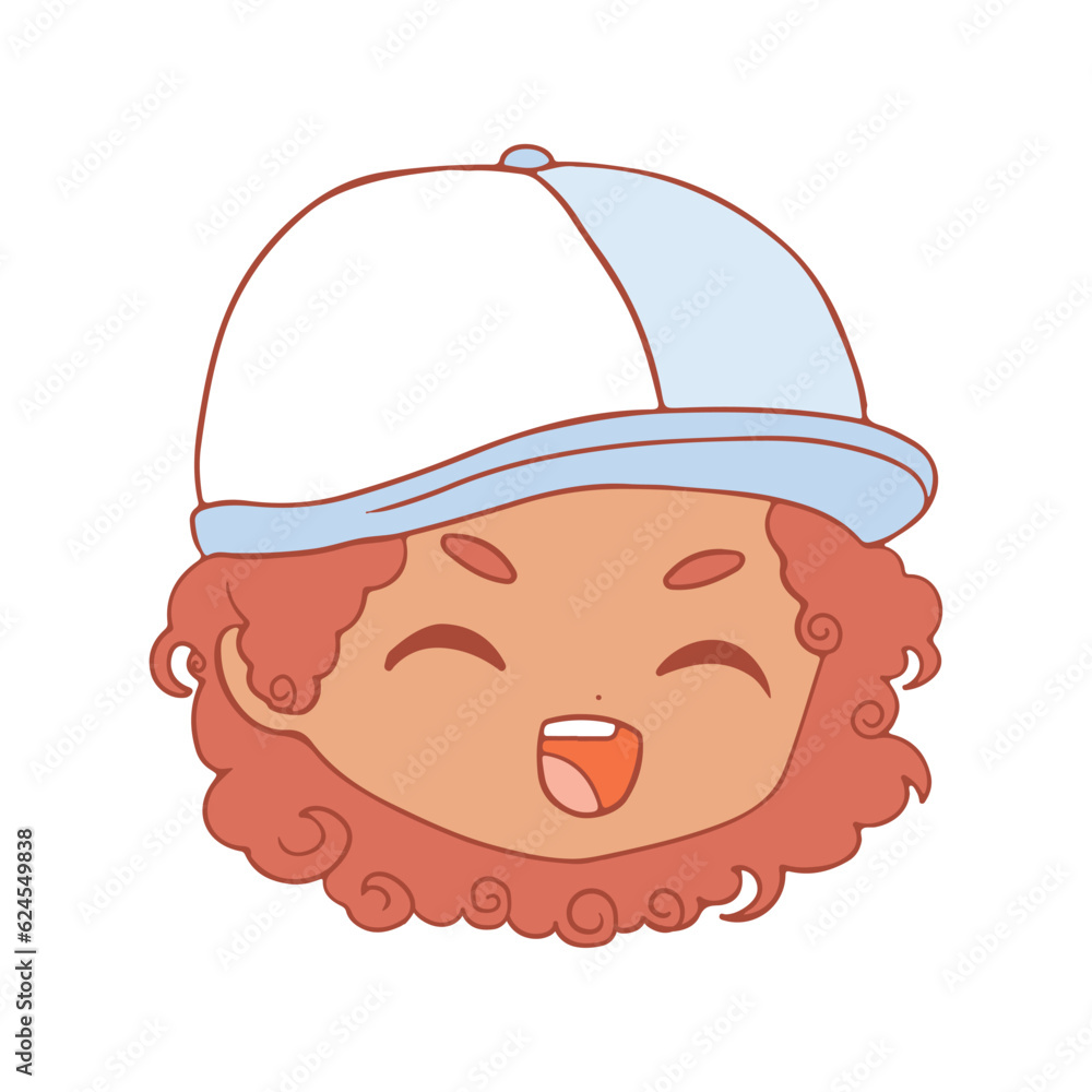 Vector Cartoon face Chibi Boy Character isolated illustration Vector Cartoon face Chibi Boy Character isolated illustration