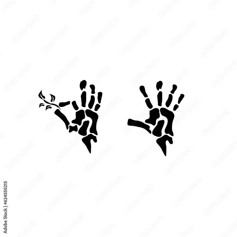 Set of two skeleton hands.Vector illustration Set of two skeleton hands.Vector illustration