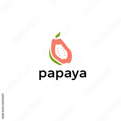 Image of half papaya fruit.Vector illustration