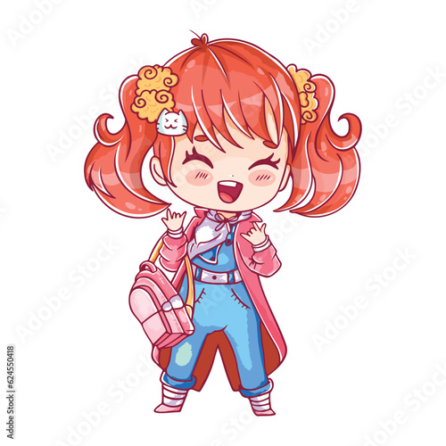 Vector Cartoon Chibi girl Character isolated illustration © aratehortua