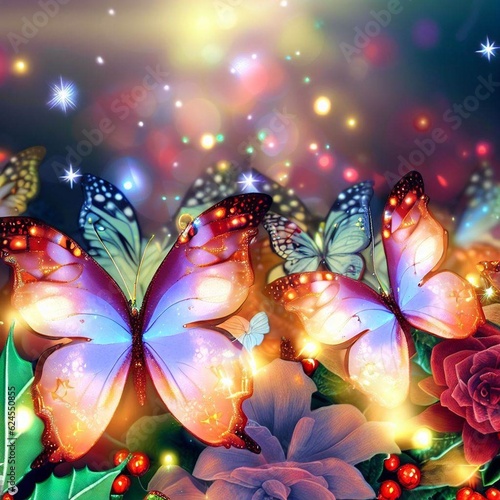 Mariposas navideñas: flores, villancicos y luces brillantes