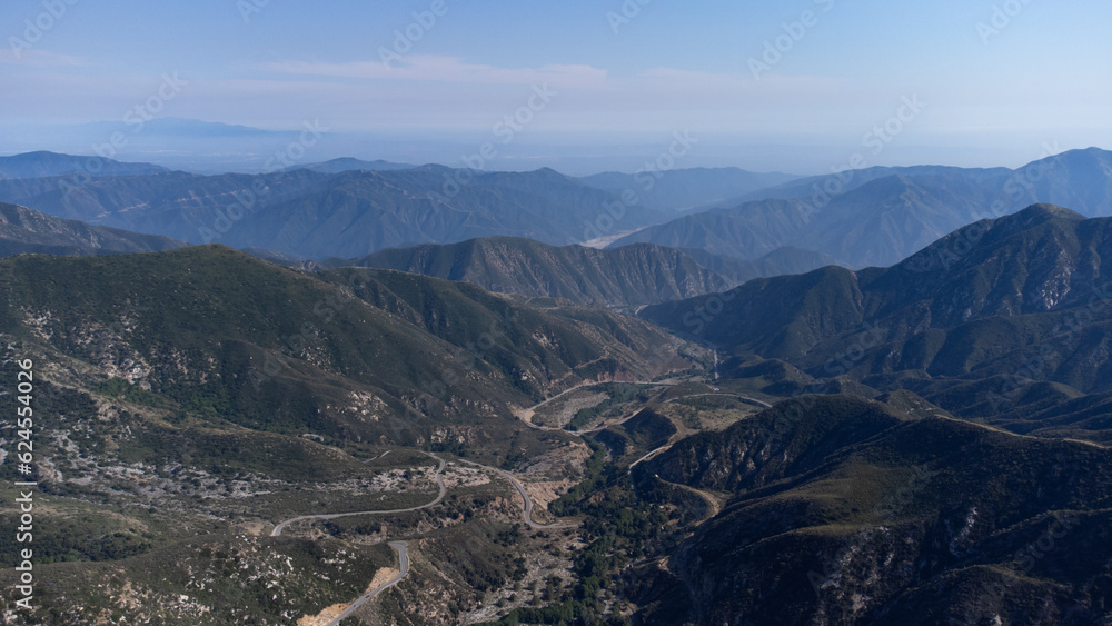Aerial View of Angeles National Forest, San Gabriel Mountains, California