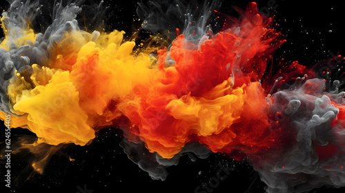 holi color smoke explosion on black background, generative ai