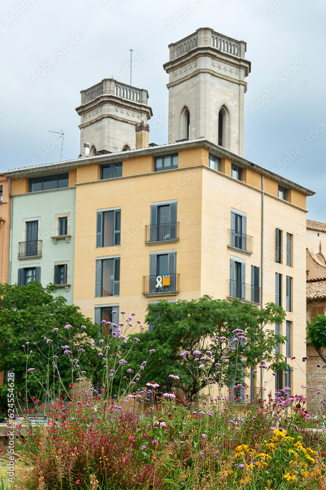 Fototapeta premium View of old town Girona, Catalonia, Spain, Europe. Summer travel.