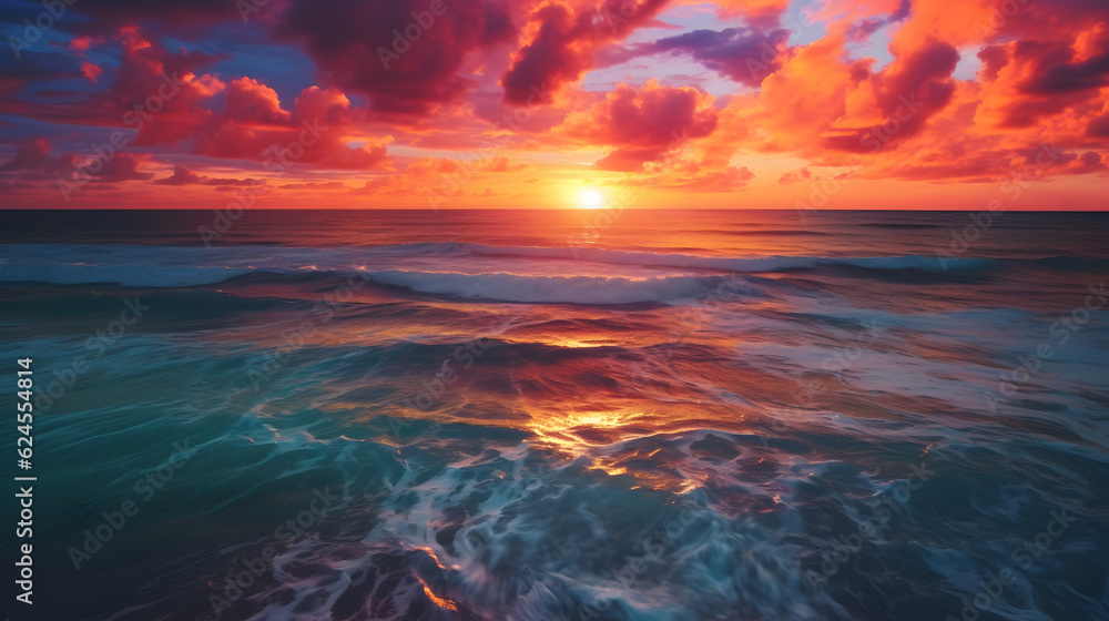 sunset over the sea, generative ai