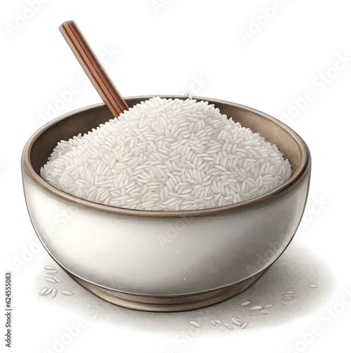a bowl of rice gray image vector