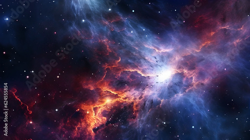 Crimson Cosmic Mists: Mystical Red Nebulae in Space, generative ai © Marc