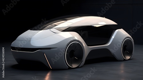 futuristic self-driving car with minimalism box shapes  robo-car high technology