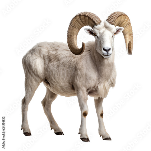 a Dall sheep ram full curl in Wildlife-themed, photorealistic illustration in a PNG, cutout, and isolated. Generative AI