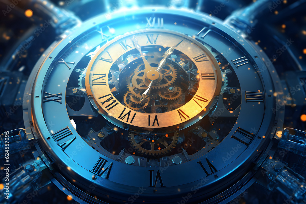 astronomical clock in the night, generative ai astronomical clock in the night, generative ai