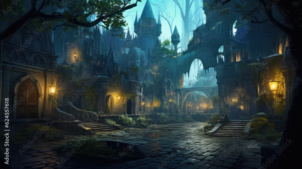 Naklejka premium Role Playing Game Landscape with secret unknown places Artwork