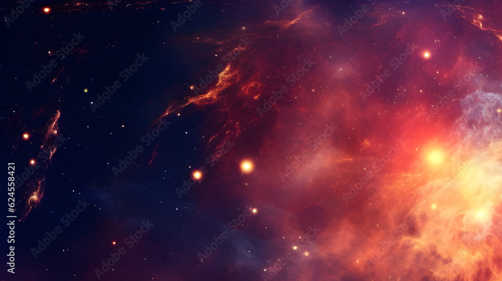 Crimson Cosmic Mists: Mystical Red Nebulae in Space, generative ai