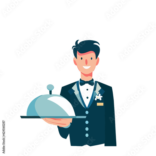 Male Servant Vector, Illustration of a Butler ,male servant vector art