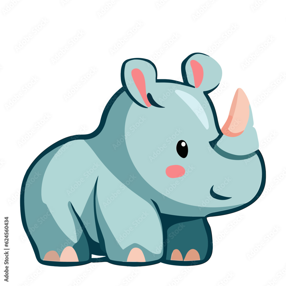 Naklejka premium Rhino, Adorable Rhino Vector Illustration for Wildlife Themes