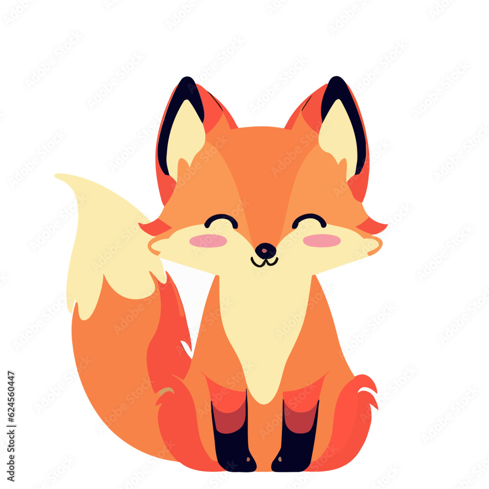 Obraz premium Fox, Adorable Fox Vector Illustration for Forest and Nature Themes