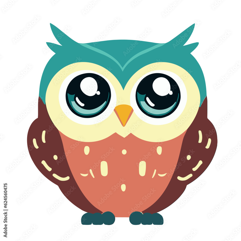 Fototapeta premium Owl, Wise Owl Illustration for Night and Nocturnal Bird Concepts