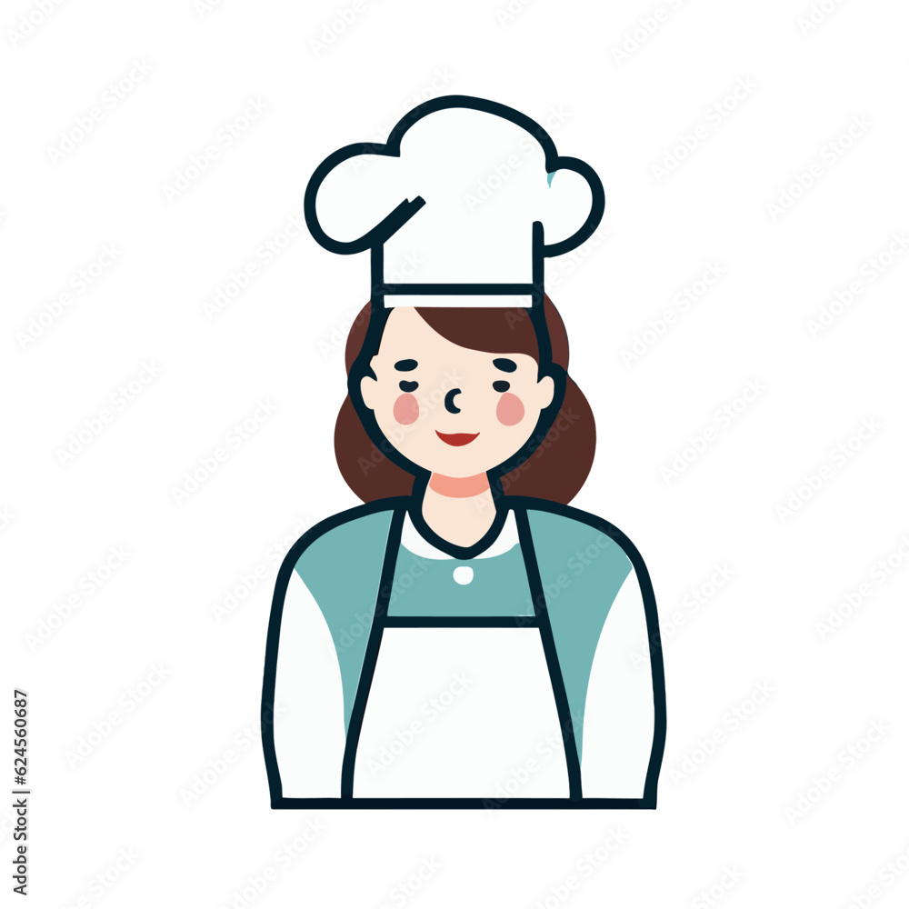 Vector of a Female Baker, Simple Vector Graphic for Baking and Pastry Designs Vector of a Female Baker, Simple Vector Graphic for Baking and Pastry Designs