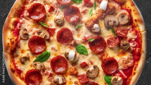 various flavors of pizzas rotating