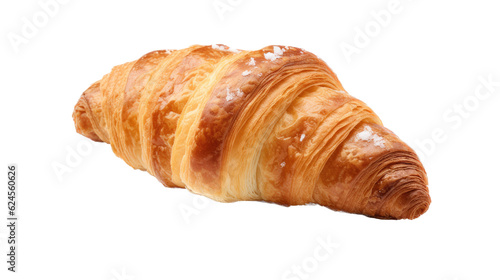 a fresh baked French Croissant in a Food-themed, photorealistic illustration in a PNG format, cutout, and isolated. Generative AI