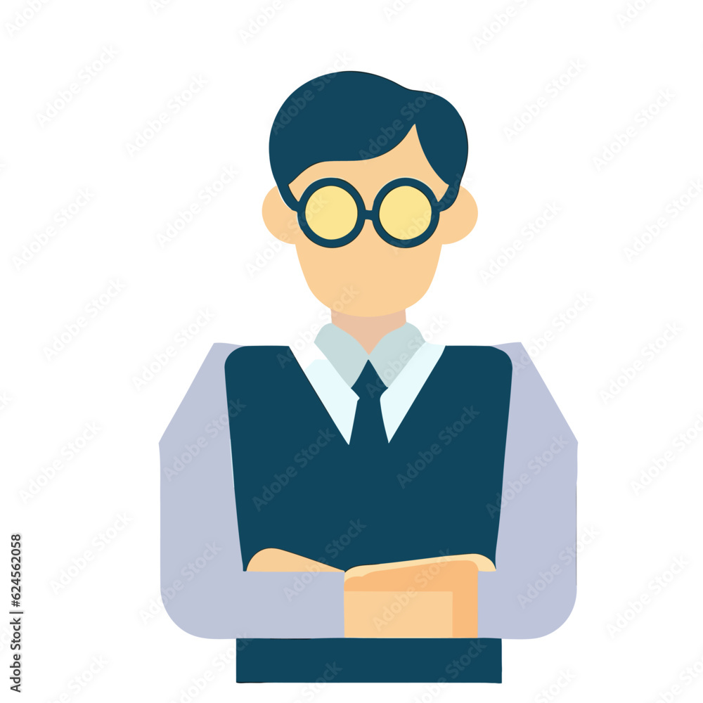 Vector of a Male Librarian, Friendly Librarian Graphic for Education Designs Vector of a Male Librarian, Friendly Librarian Graphic for Education Designs