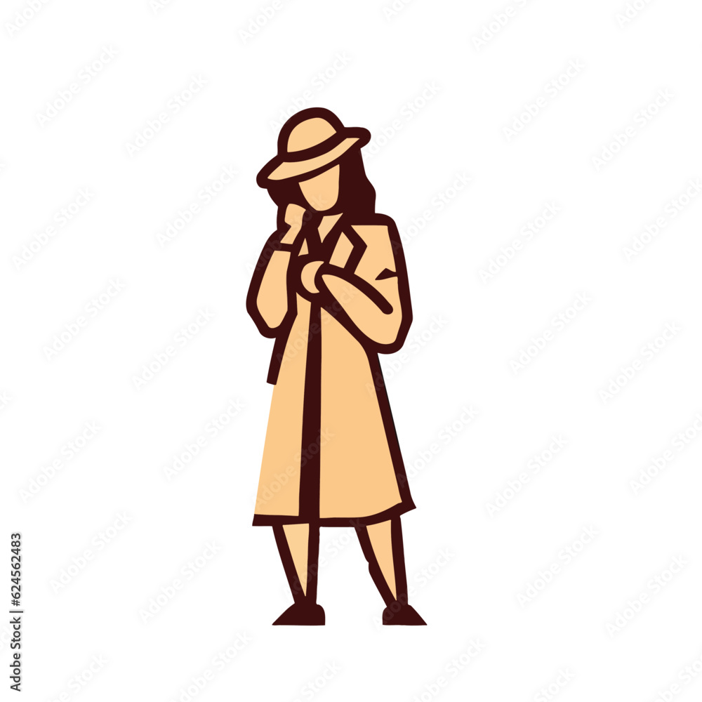 Vector of a Female Detective, Simple Vector Illustration for Investigative and Mystery Projects