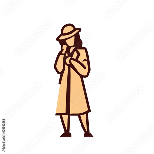 Vector of a Female Detective, Simple Vector Illustration for Investigative and Mystery Projects