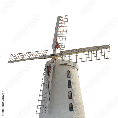 Cutout of an isolated Blenerville windmill in Tralee, Co. Kerry in Ireland  with the transparent png 
