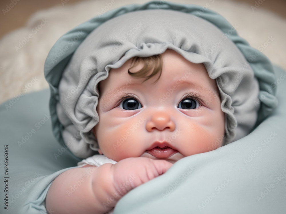 A close-up of a baby's, with a soft, fluffy nappy A close-up of a baby's, with a soft, fluffy nappy