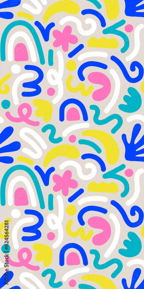 Hand drawn contemporary art collage with abstract shapes. Vector seamless pattern with Scandinavian cut out elements. Hand drawn contemporary art collage with abstract shapes. Vector seamless pattern with Scandinavian cut out elements.