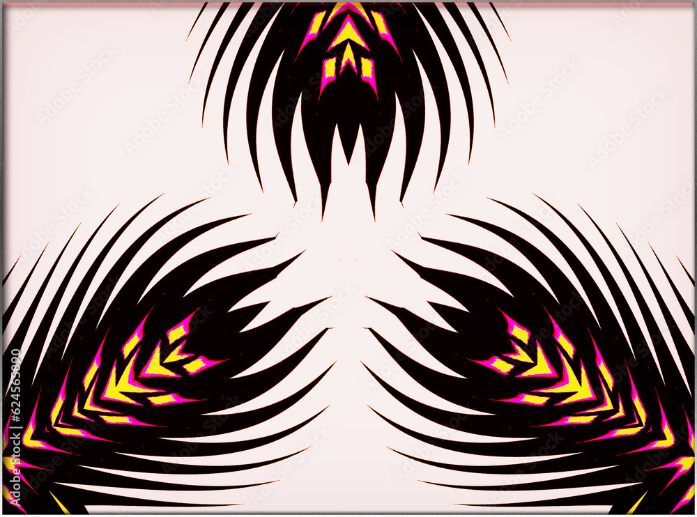 Fototapeta premium Abstract, Multiple Shapes, and Colours, 3d, set against Pale White, within a Border
