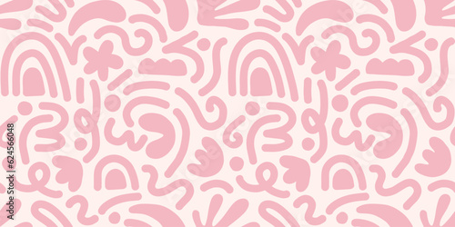 Hand drawn contemporary art collage with abstract shapes. Vector seamless pattern with Scandinavian cut out elements.