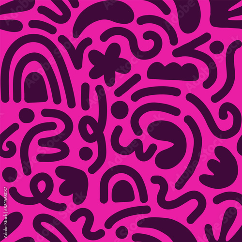 Hand drawn contemporary art collage with abstract shapes. Vector seamless pattern with Scandinavian cut out elements.