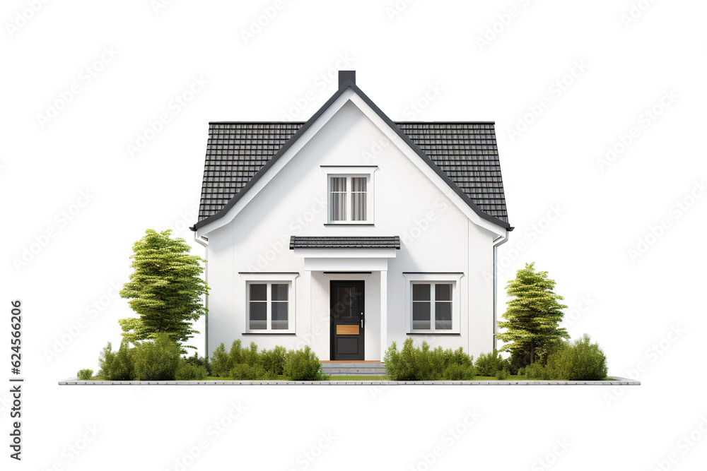 Minimalist traditional house over isolated transparent background Minimalist traditional house over isolated transparent background