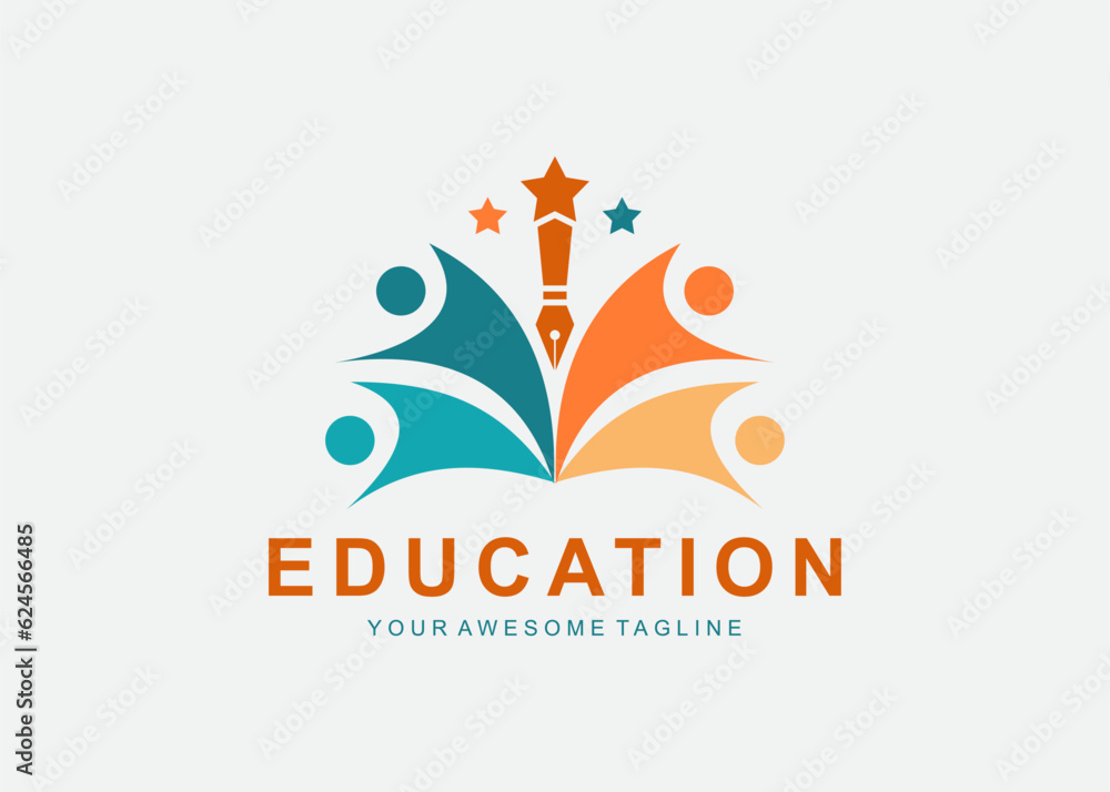 Fototapeta premium Education logo template design concept, student progress and success in learning.