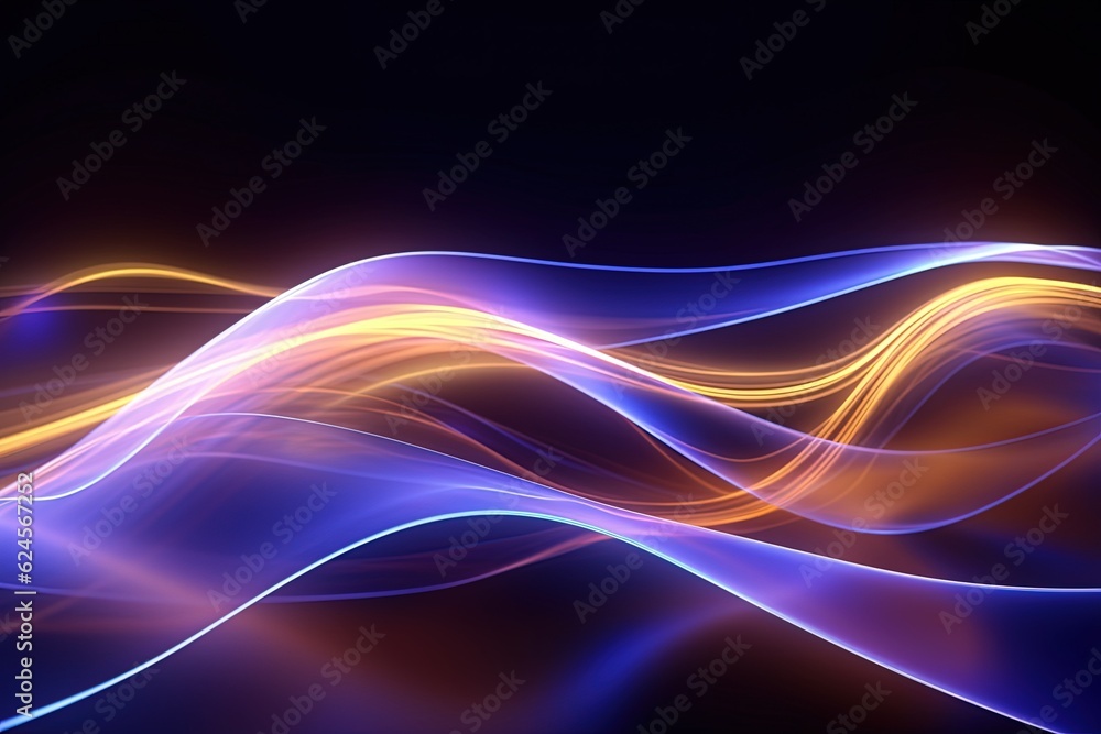 Naklejka premium abstract futuristic background with pink blue glowing neon moving high speed wave lines and bokeh lights. Data transfer concept Fantastic wallpaper