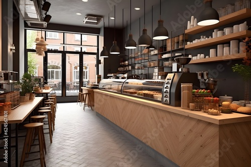 おしゃれなベーカリーカフェの店内　with generative ai