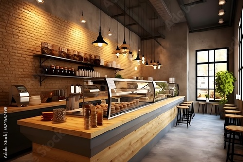 おしゃれなベーカリーカフェの店内　with generative ai