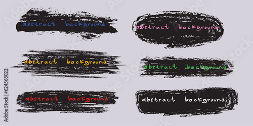 Set of black inky patch vector background. Isolated on white.