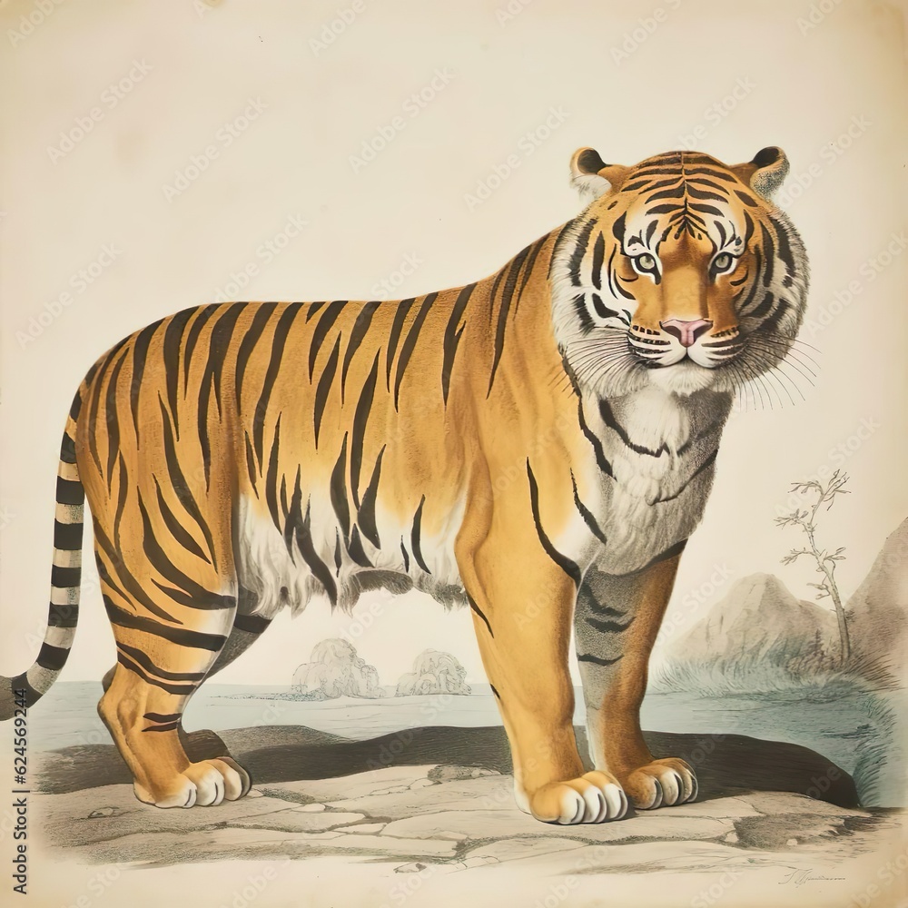 Obraz premium ornamental watercolor of a tiger. Generative AI