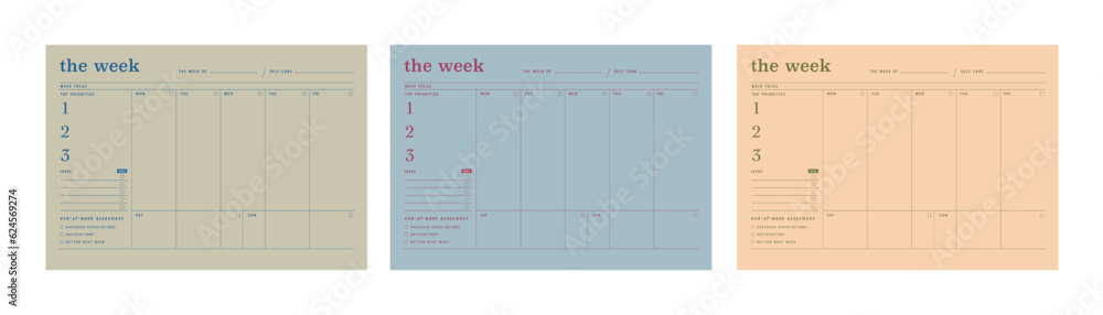 The week of Planner. - obrazy, fototapety, plakaty 