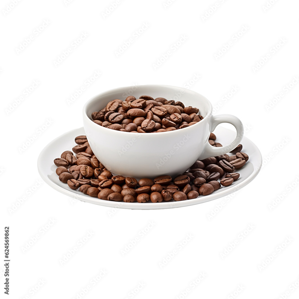 Fototapeta premium coffee beans in a cup isolated on transparent background
