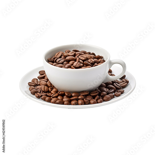 coffee beans in a cup isolated on transparent background