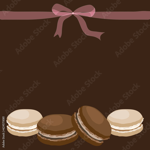 background with ribbon and macoroons
