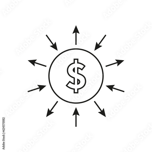 Cash flow icon. Money currency flow, inflow, outflow icon. Business economy activity icon. Vector illustration. EPS 10.