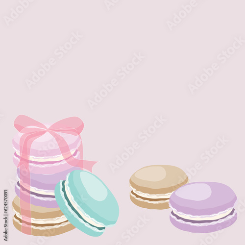 Macaroons background in pink color
