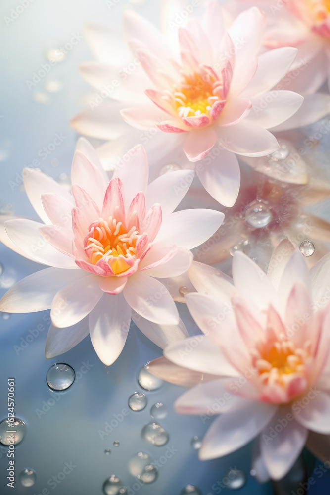 Beautiful Pink Water Lilies the Morning, Soft Focus